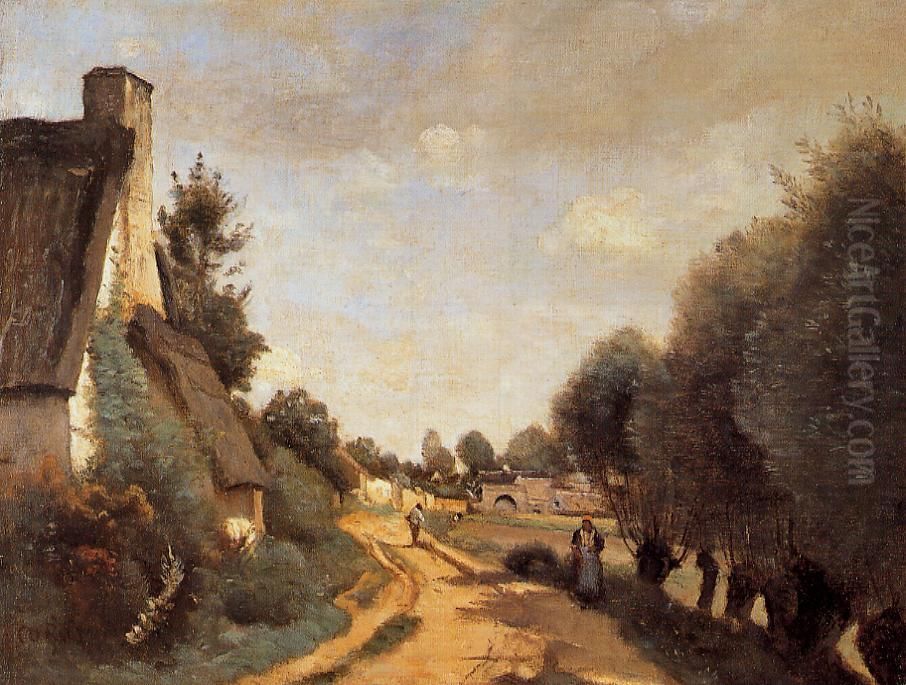 A Road Near Arras Oil Painting by Jean-Baptiste Camille Corot