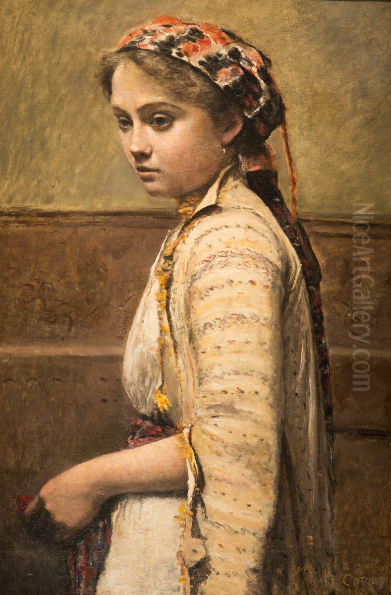 The Greek Girl Oil Painting by Jean-Baptiste Camille Corot