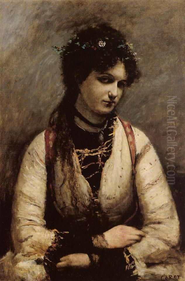 Mademoiselle de Foudras Oil Painting by Jean-Baptiste Camille Corot