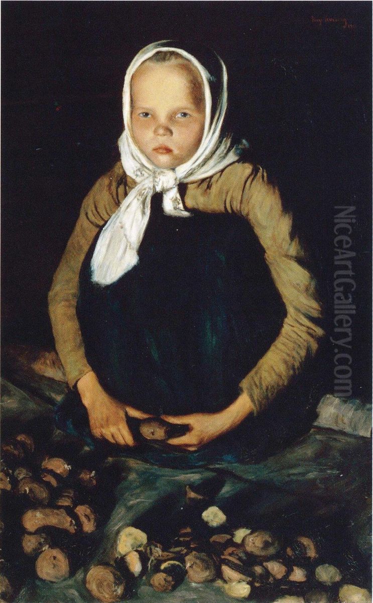 Perunatytto Oil Painting by Hugo Simberg