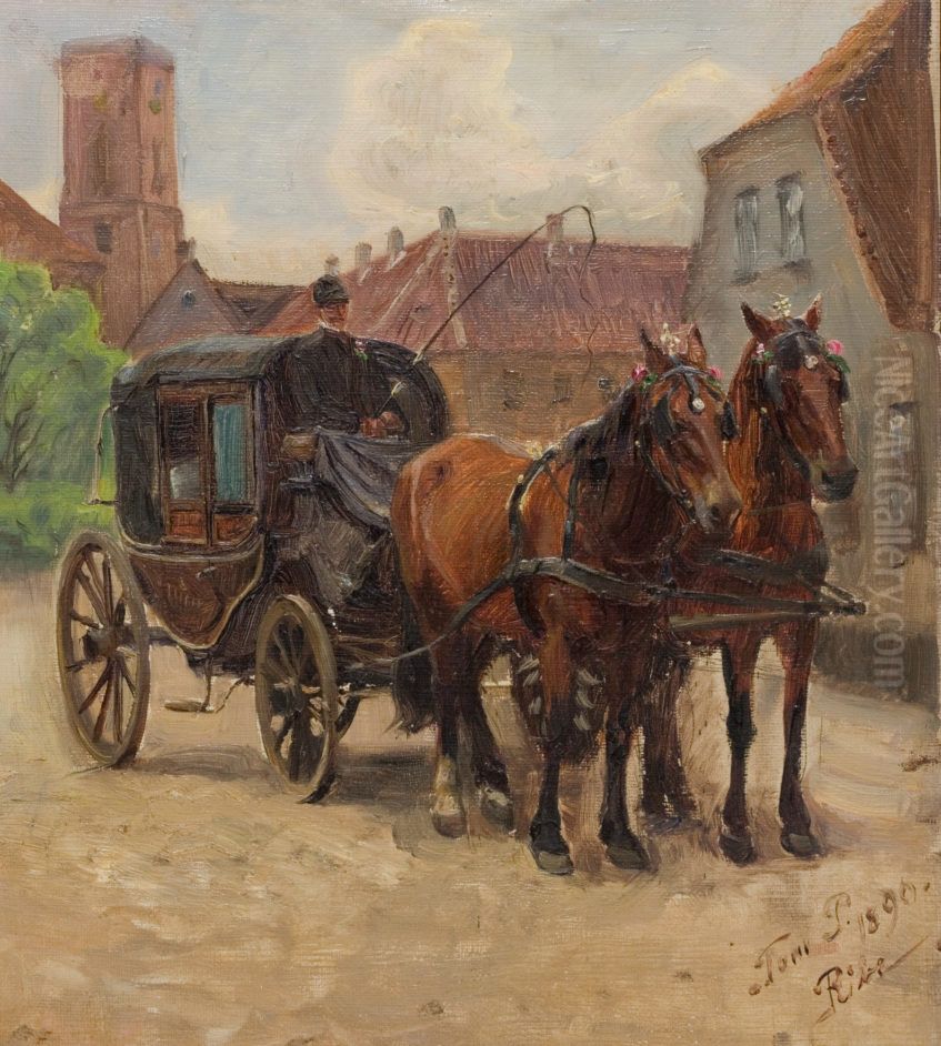Bryllupskareten, Ribe Oil Painting by Peter Tom-Petersen