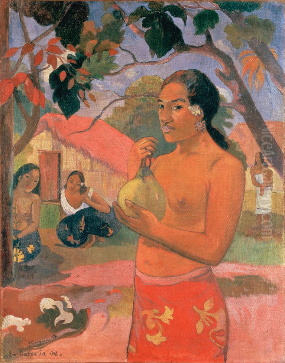 Where Are You Going?, or Woman Holding a Fruit Oil Painting by Paul Gauguin