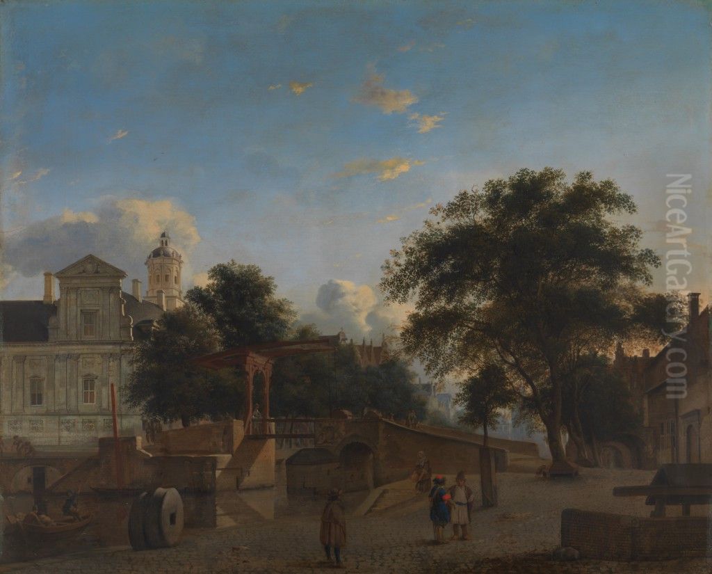 A Fanciful View of Amsterdam Oil Painting by Jan Van Der Heyden