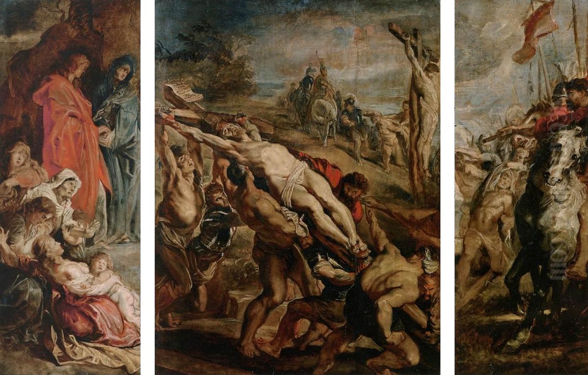 Kreuzaufrichtung, Triptychon Oil Painting by (studio of) Rubens, Peter Paul