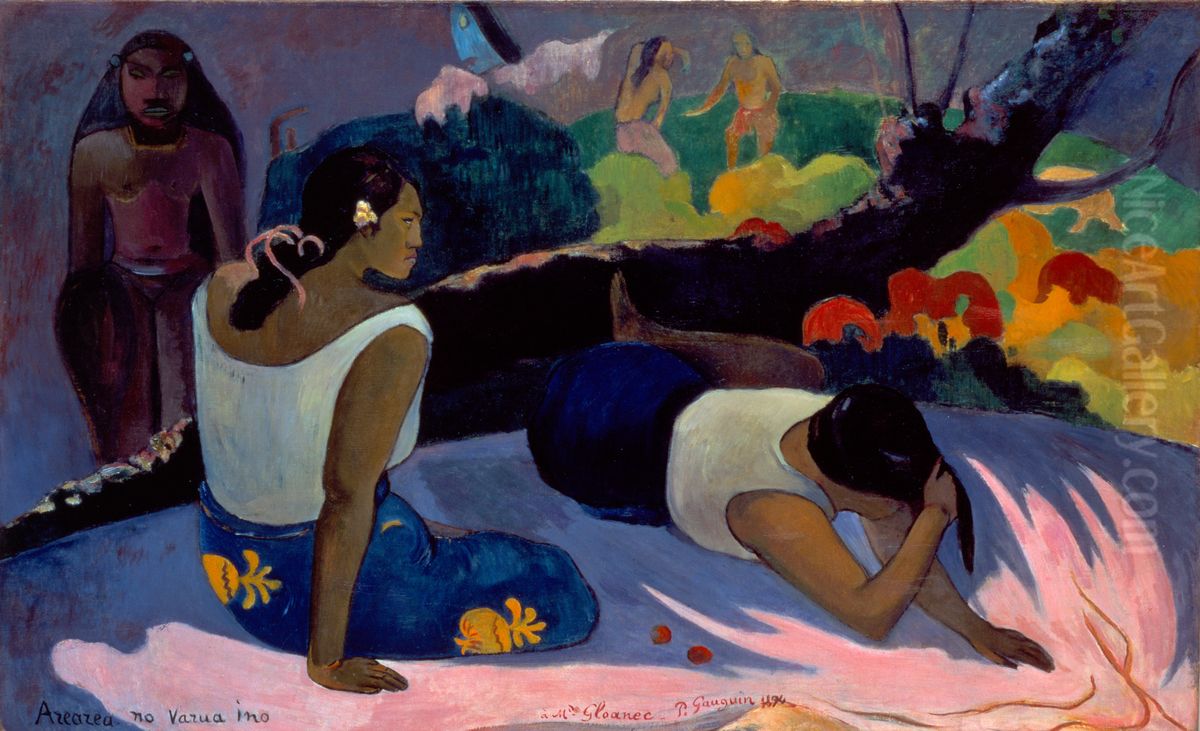 Reclining Tahitian WomenorThe Amusement of the Evil Spirit Oil Painting by Paul Gauguin