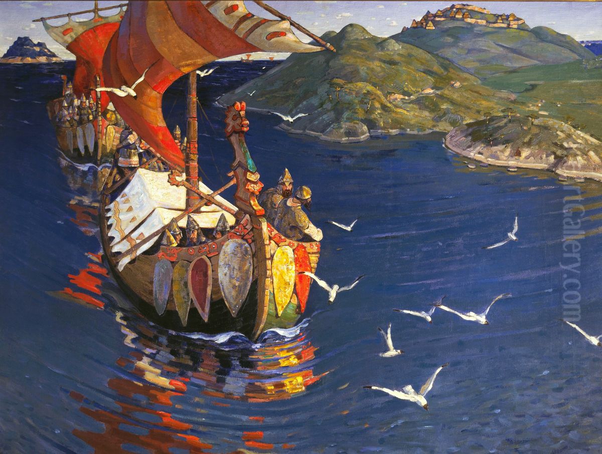 Overseas Guests Oil Painting by Nicholas Roerich