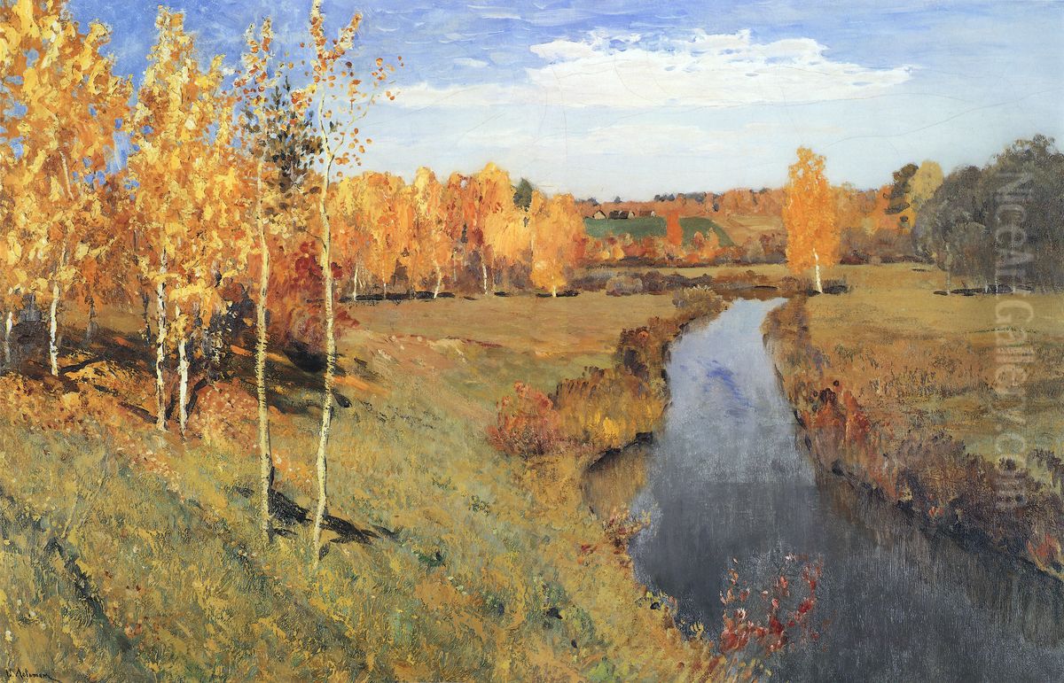 Golden autumn. Slobodka Oil Painting by Isaac Levitan