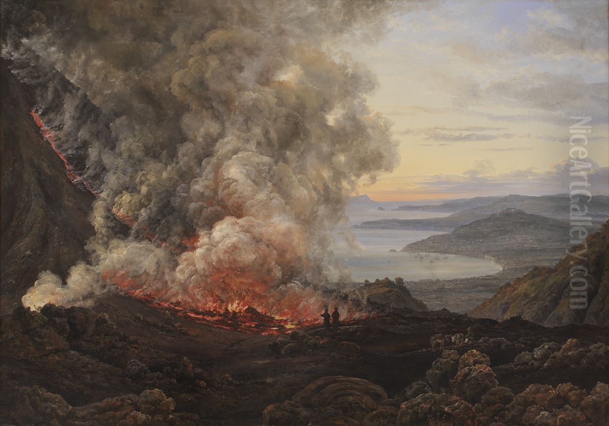 Vesuvs udbrud 1820 Oil Painting by Johan Wilhelm Ludwig Dahl