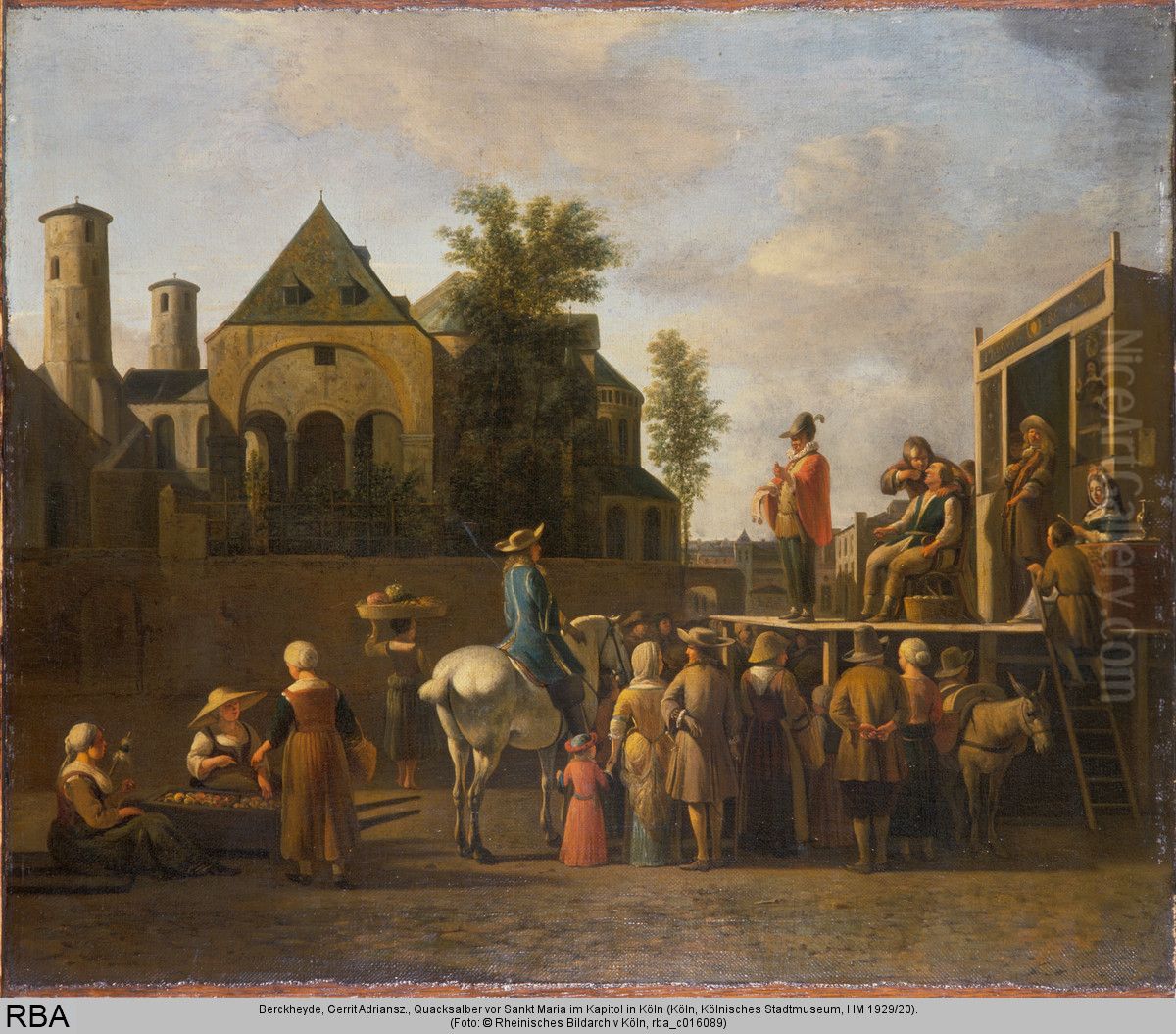 Tooth-puller before the St. Maria im Kapitol, Cologne Oil Painting by Gerrit Adriaenszoon Berckheyde