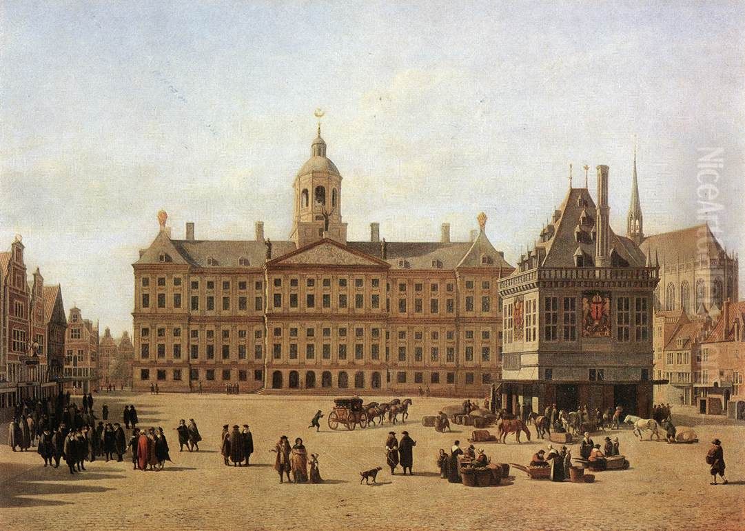 View of the Amsterdam Town Hall Oil Painting by Gerrit Adriaenszoon Berckheyde