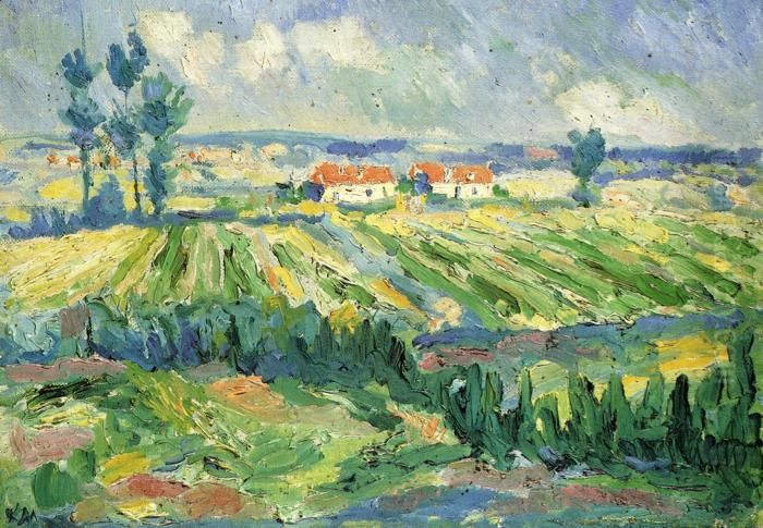 Fields Oil Painting by Kasimir Sevrinovitch Malevich