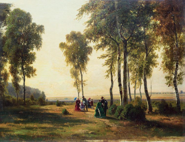 <<Pejzaz s gulausimi>> Oil Painting by Ivan Shishkin