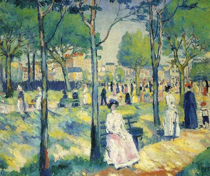 On the Boulevard Oil Painting by Kasimir Sevrinovitch Malevich