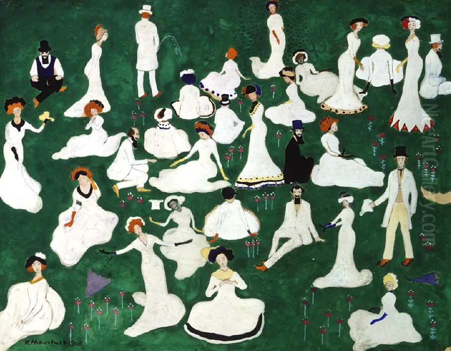 Repos. Societe avec des chapeaux hauts de forme Oil Painting by Kasimir Sevrinovitch Malevich