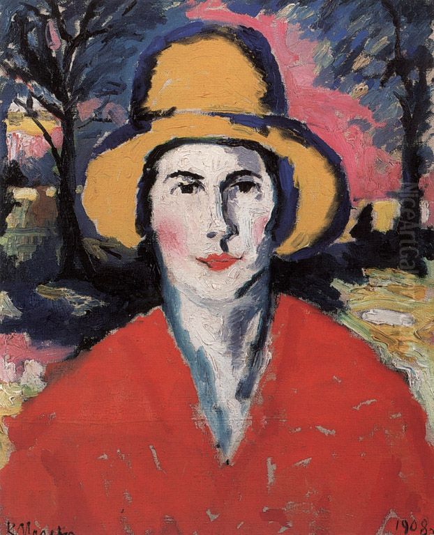Portrait of Woman in Yellow Hat Oil Painting by Kasimir Sevrinovitch Malevich