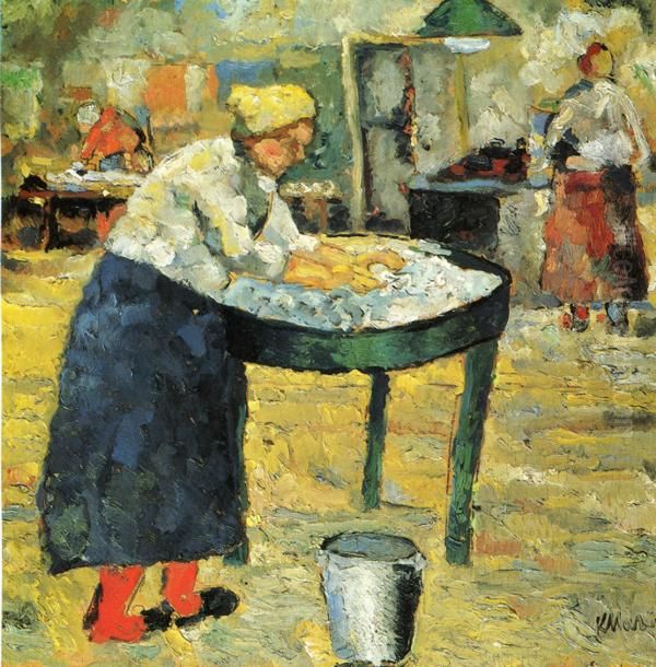 Laundress Oil Painting by Kasimir Sevrinovitch Malevich