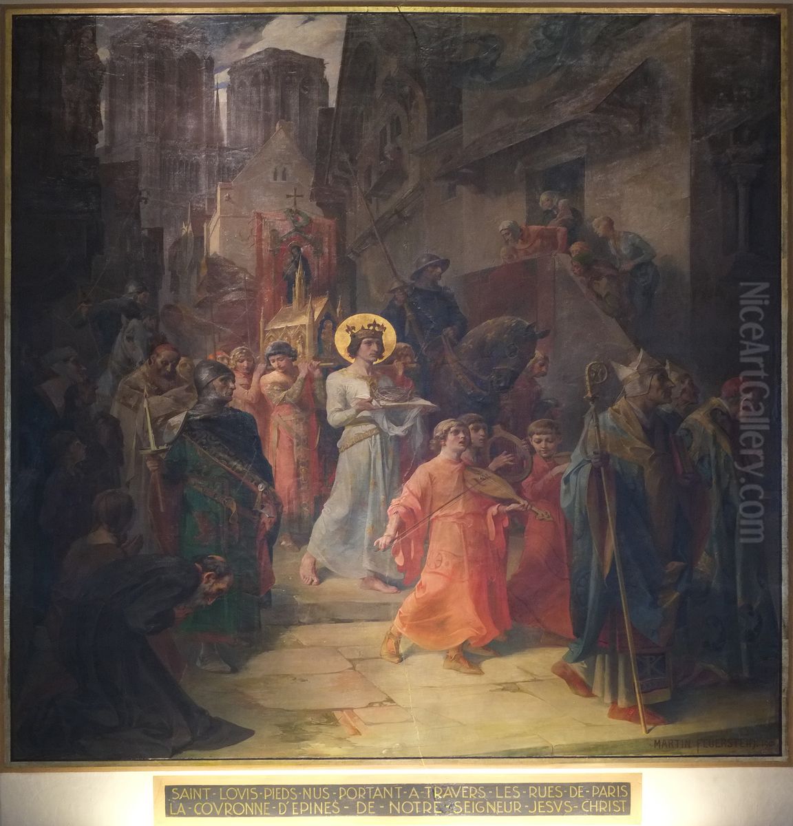 Saint Louis carrying the Crown of Thorns Oil Painting by Martin von Feuerstein