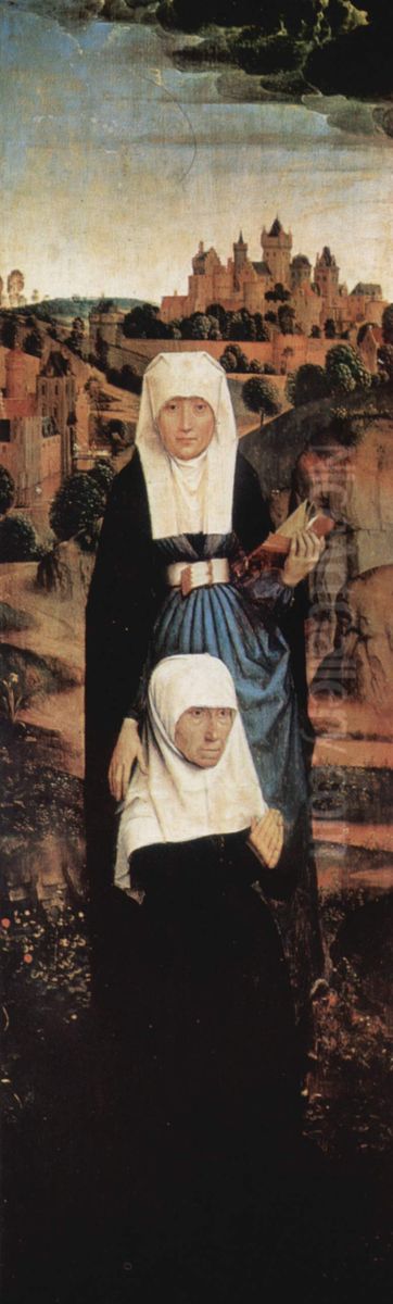 Betende Stifterin mit Heiligen Oil Painting by (manner of) Memling, Hans