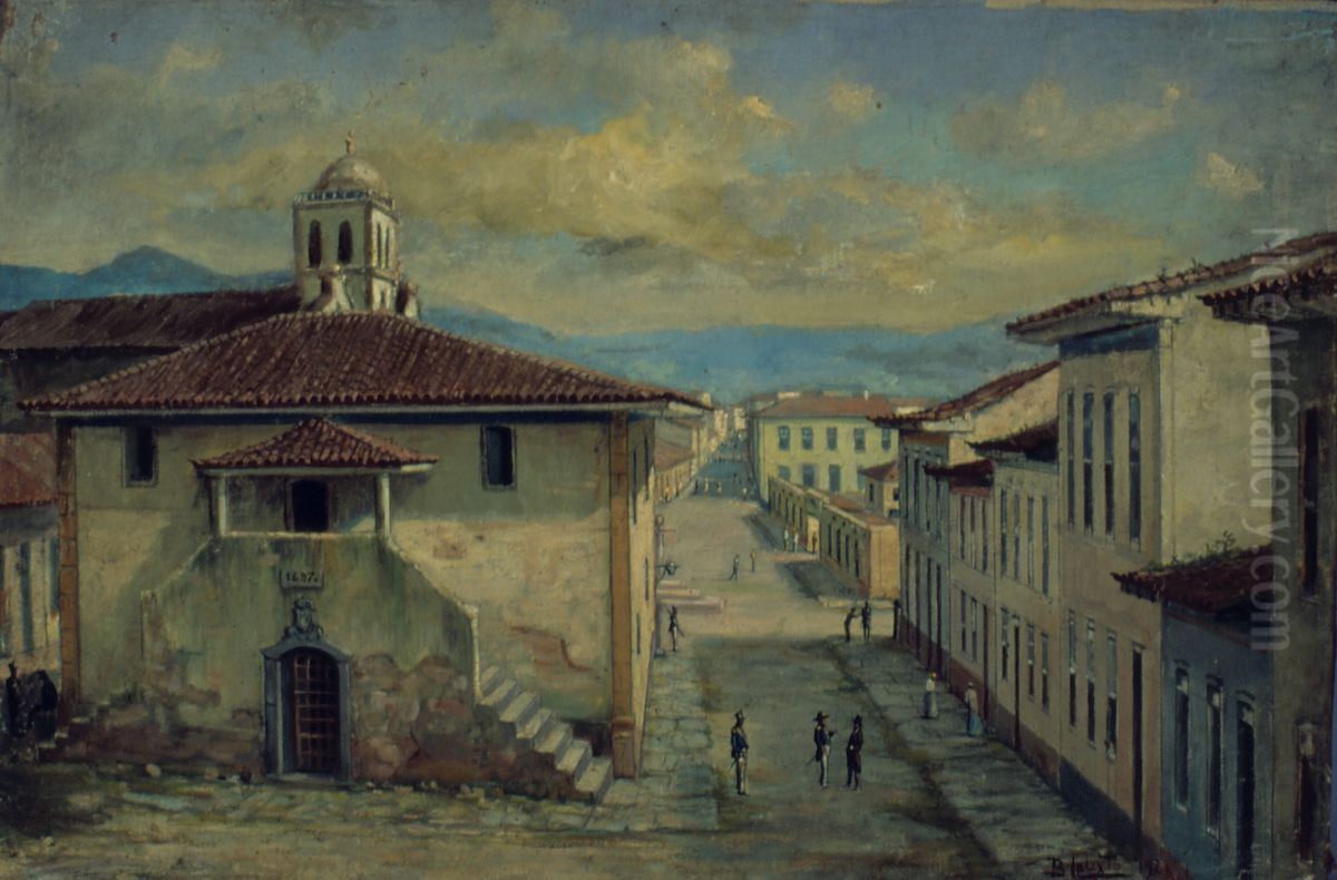 Antigo Pateo da Cadeia de Santos, 1875 Oil Painting by Benedito Calixto