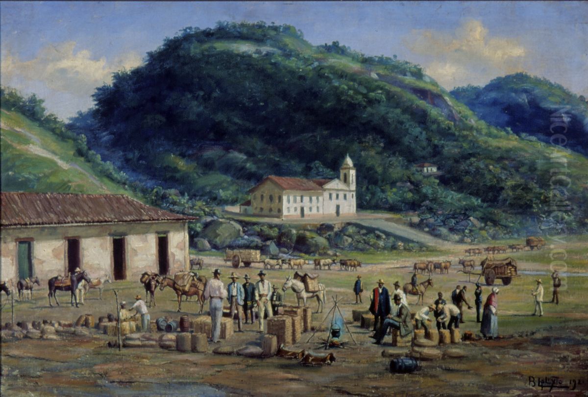 Hospital e Igreja da Misericordia de Santos Oil Painting by Benedito Calixto