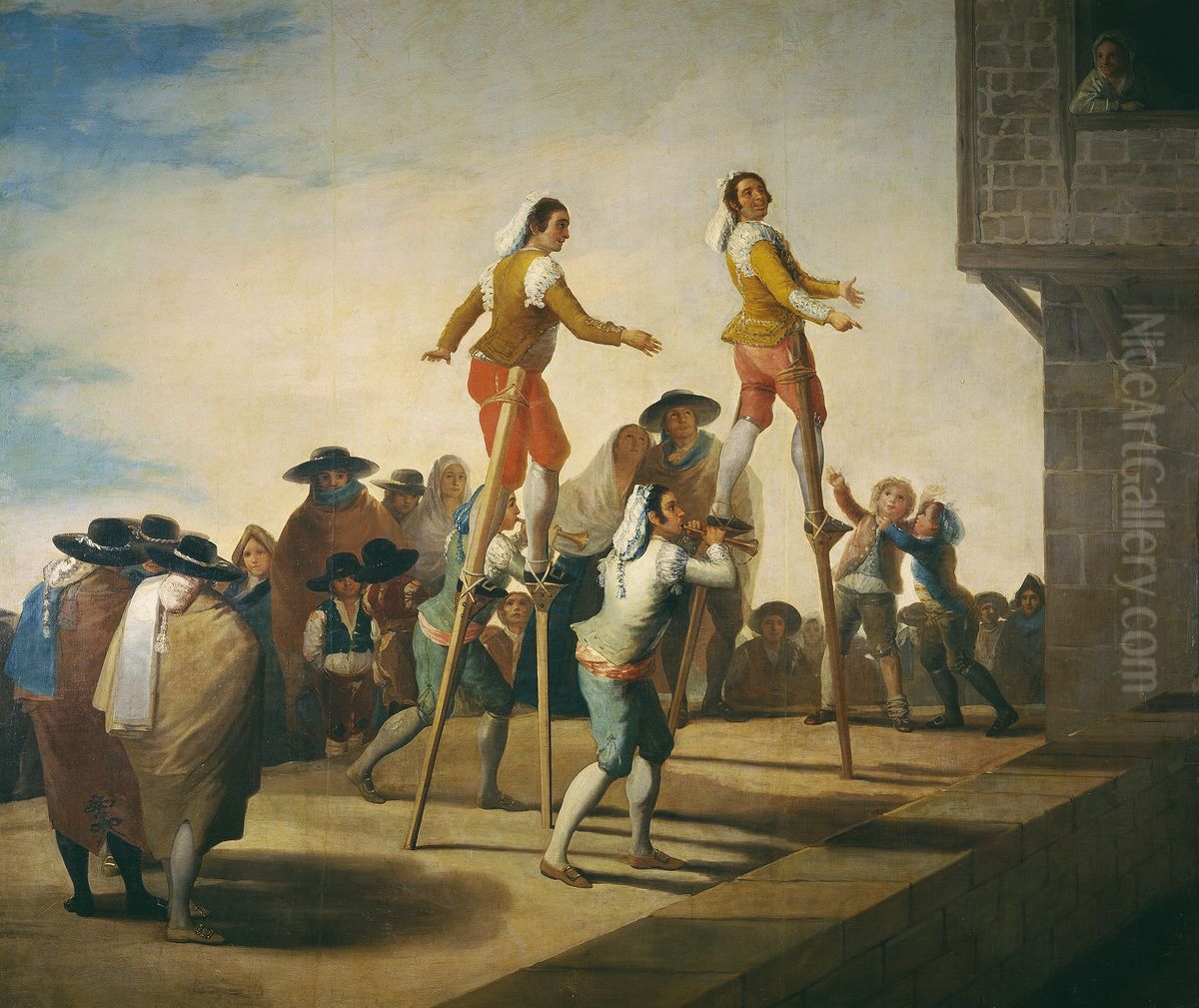 Los zancos Oil Painting by Francisco Goya Fuendetodos