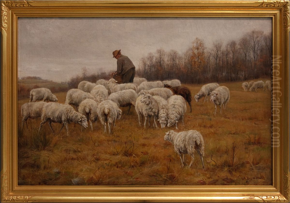Landscape with Sheep Oil Painting by Alfred Bryan Wall