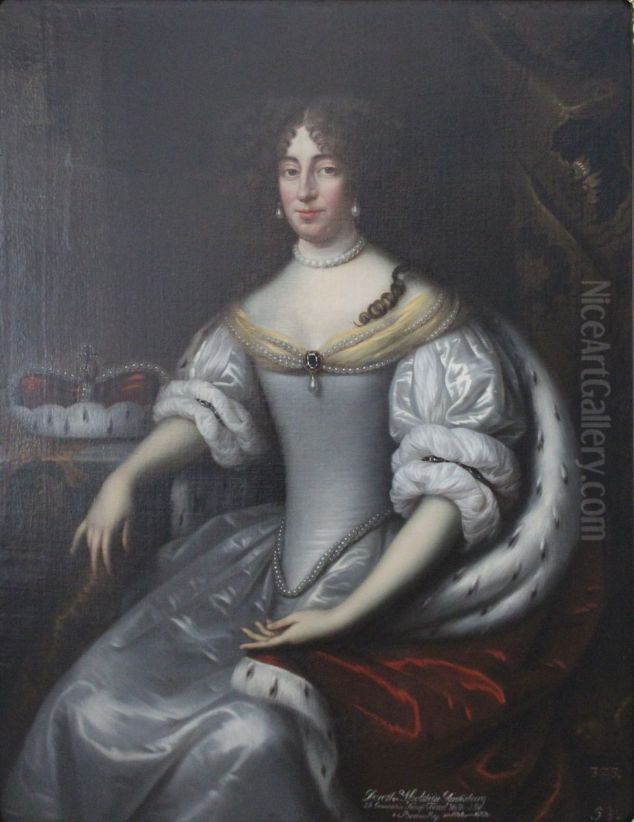 Portrait of  Dorothea of Brandenburg, born von Schleswig-Holstein-Sonderburg-Glucksburg (1636-1689) Oil Painting by Jan de Baen