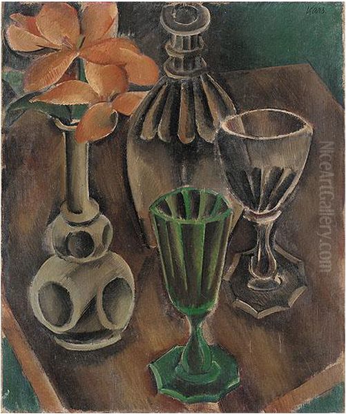 Cubist Still Life Oil Painting by Georges Kars