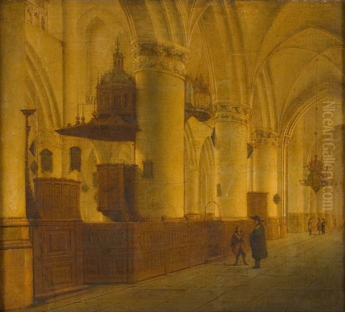 Interieur van de Sint Bavo te Haarlem Oil Painting by Isaak van Nickelen