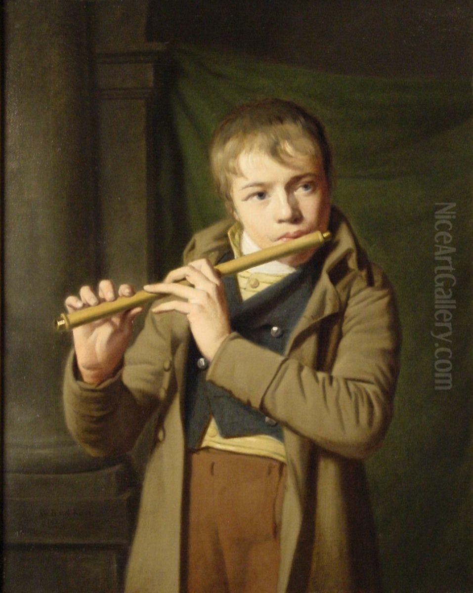 Jongen met dwarsfluit Oil Painting by Willem Bartel Van Der Kooi