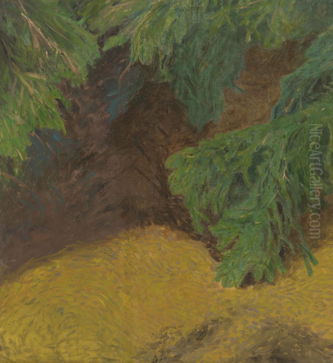 Landschap (Vos achtervolgd door brakken) Oil Painting by Bruno Andreas Liljefors