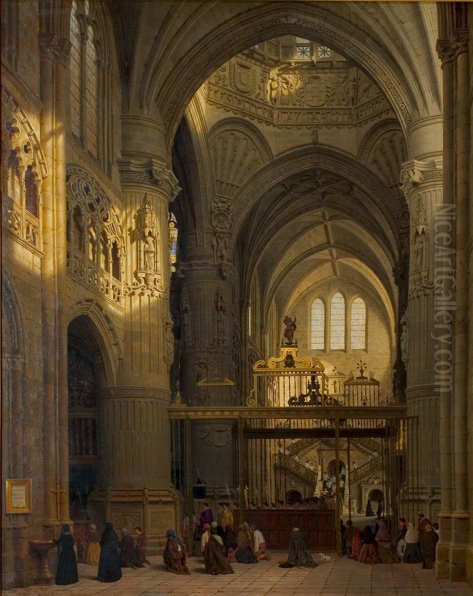 Interieur van de kathedraal te Burgos Oil Painting by Lambertus Johannes Hansen