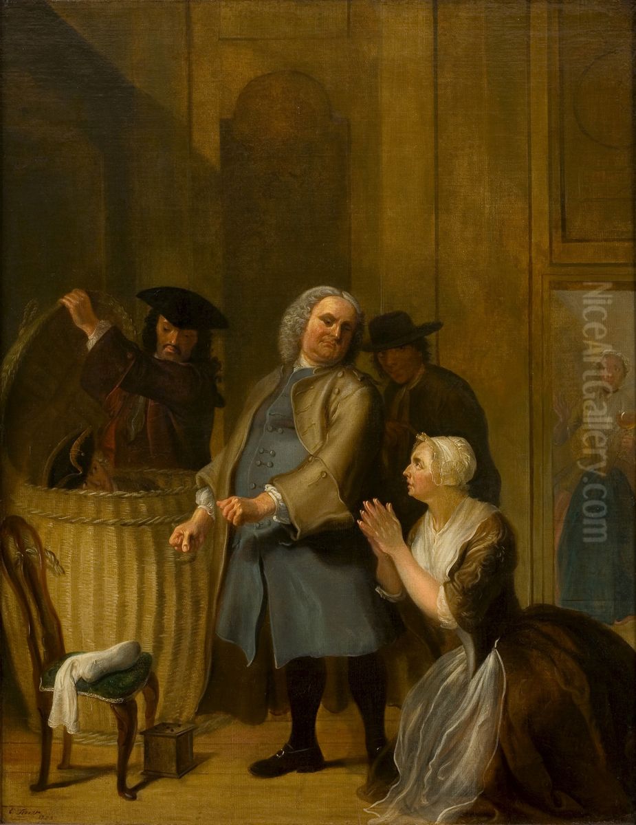 de ontdekking van Volkert in de mand Oil Painting by Cornelis Troost