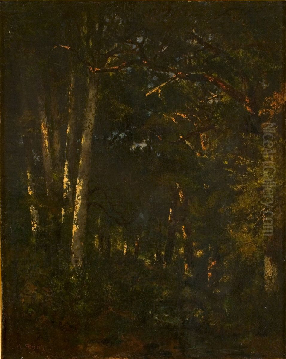 In het bos van Fontainebleau (Foret de Fontainebleau) Oil Painting by Narcisse Virgilio Diaz