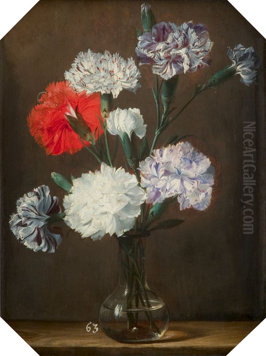 Glas met anjelieren Oil Painting by Jan van den Hecke