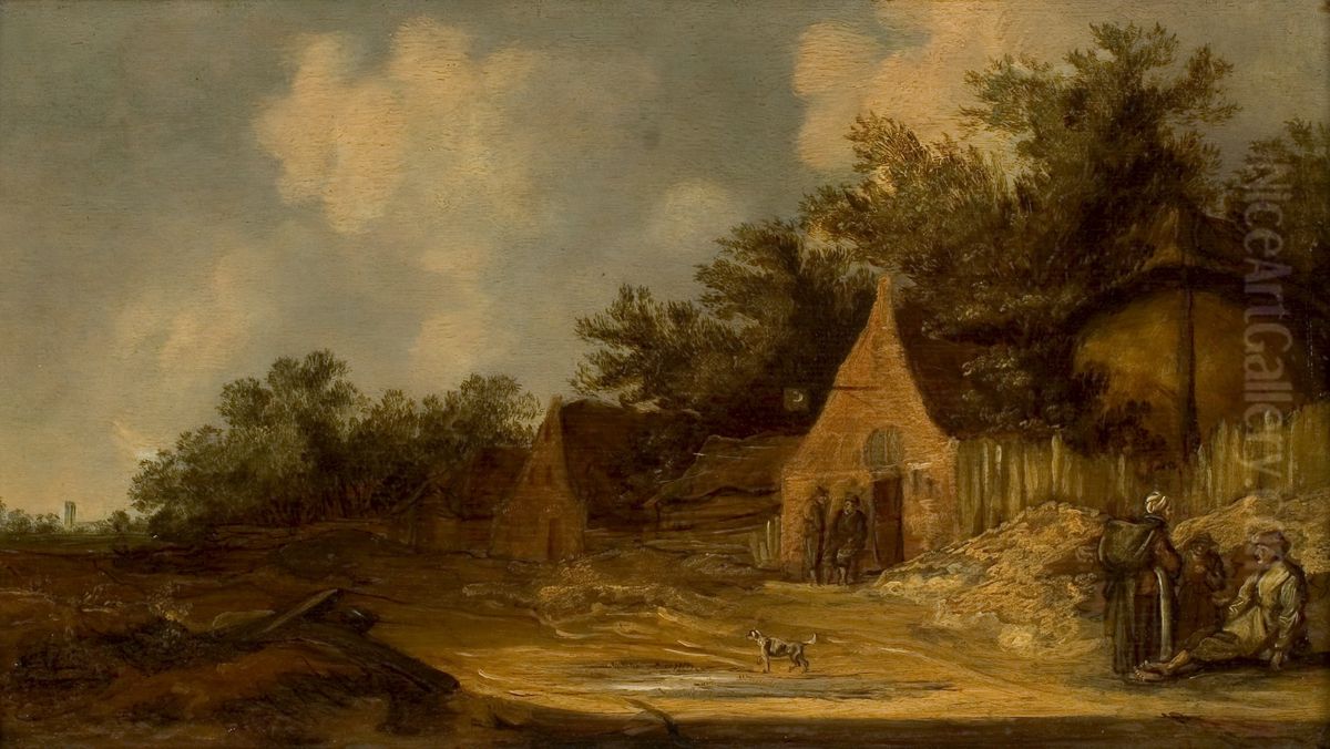 Landschap met boerenhofstede Oil Painting by Jan van Goyen