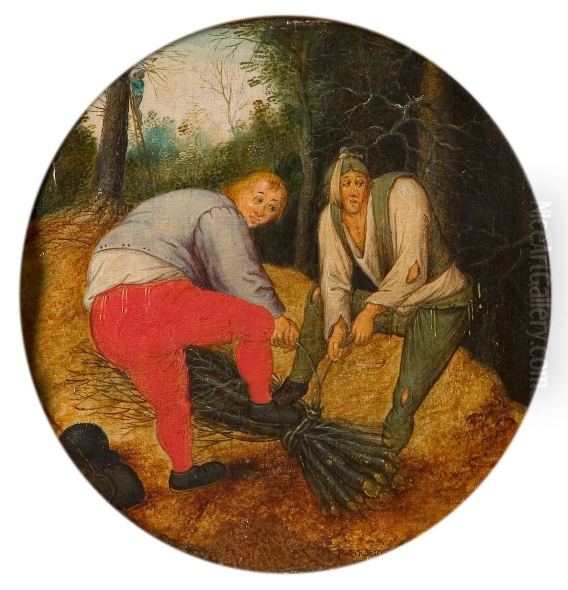 Twee mannen binden takken samen Oil Painting by Pieter Brueghel the Younger