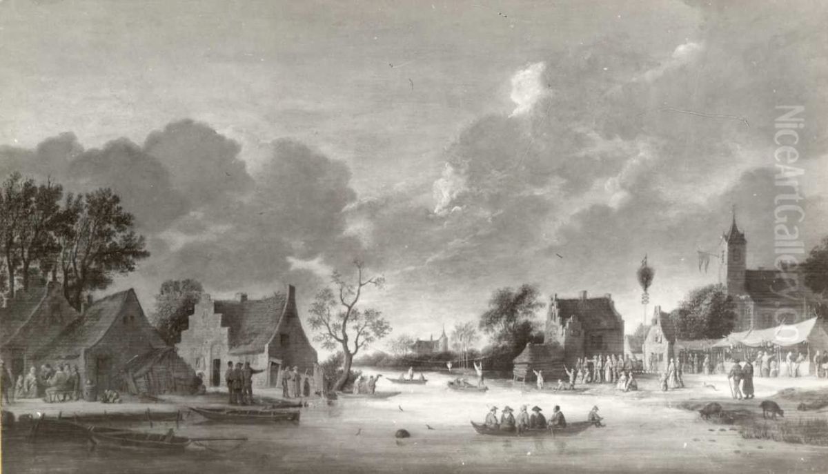 Kermis in een dorp Oil Painting by Pieter de Neyn
