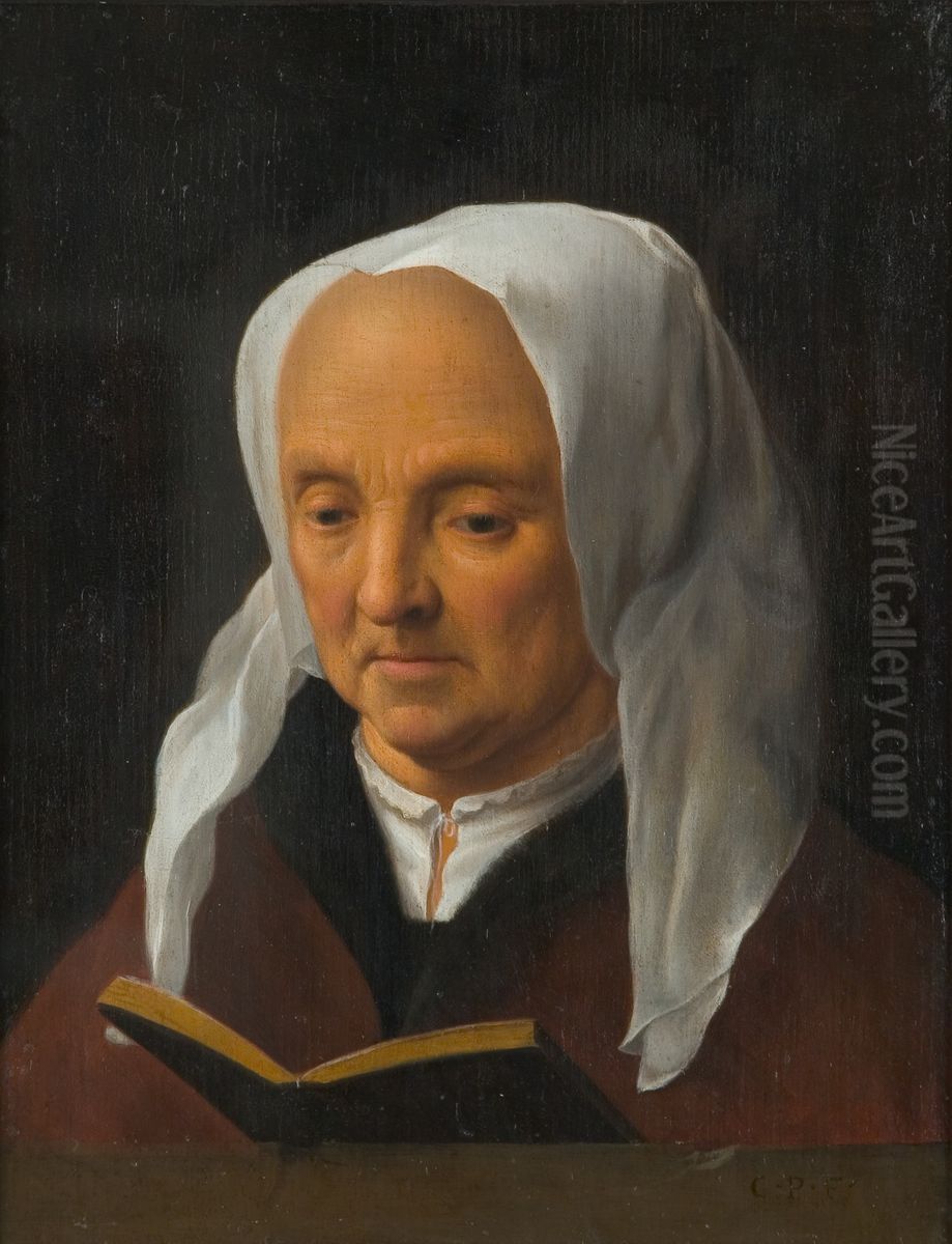 Lezende oude vrouw Oil Painting by Cornelius van Poelenburgh