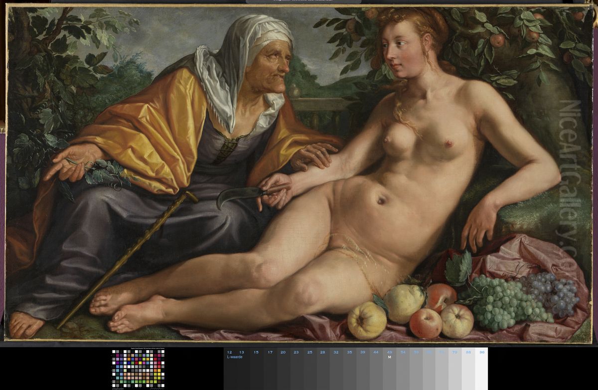 Vertumnus en Pomona Oil Painting by Goltzius Hendrick