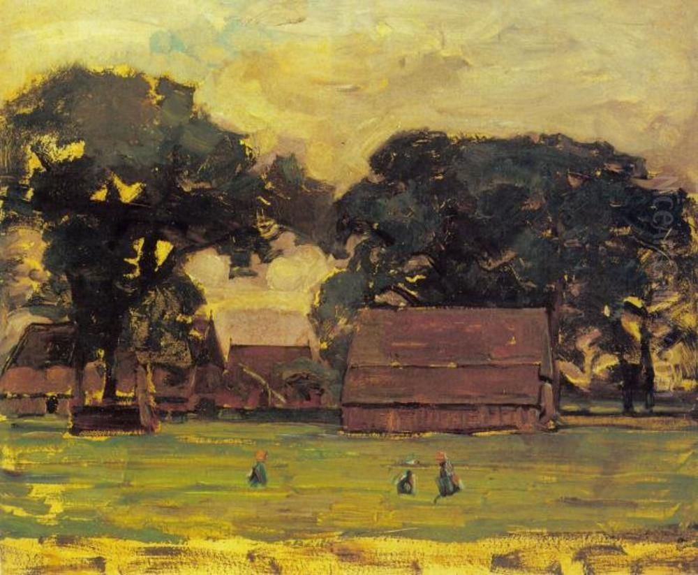 Farmstead under oak trees II Oil Painting by Piet Mondrian