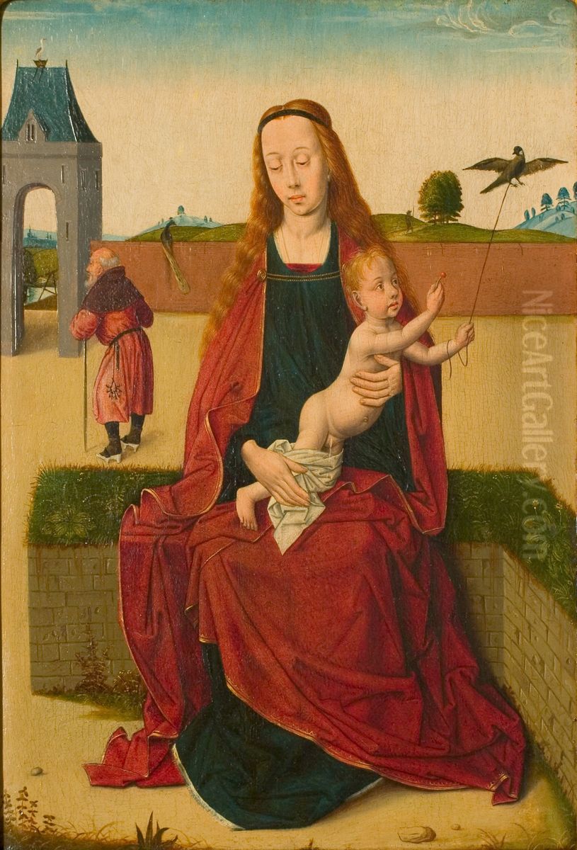 Maria met Kind, gezeten op een zodenbank Oil Painting by Dieric Bouts