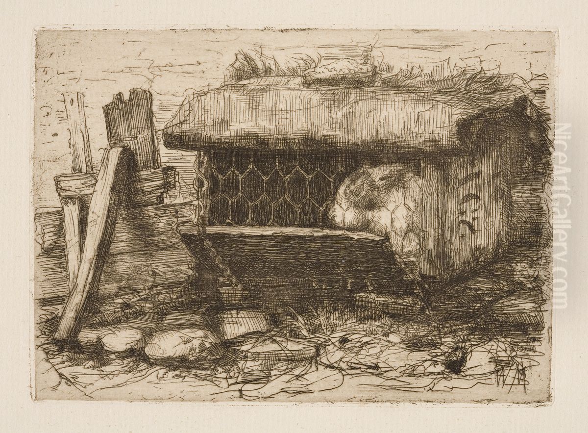 Konijnenhok Oil Painting by Wally Moes