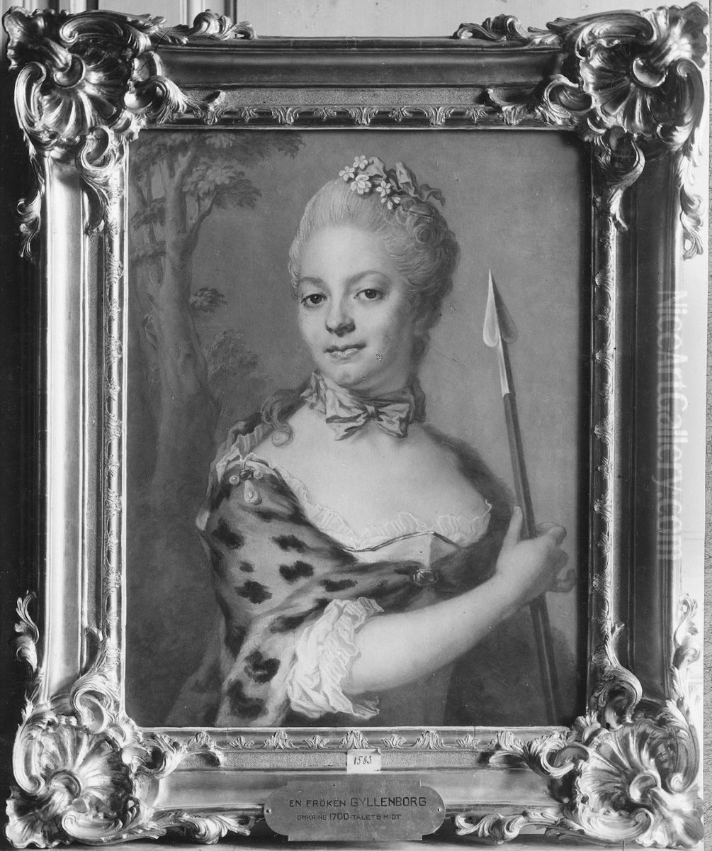 Gyllenborg, okand kvinnlig medlem av atten fran 1700-talets mitt Oil Painting by Gustaf Lundberg