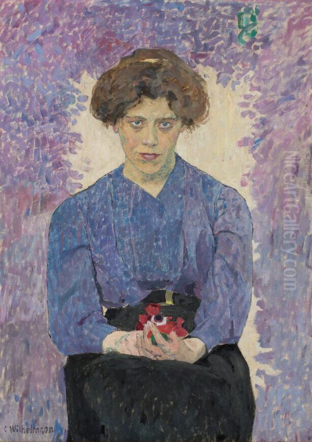 Maj Bring (1880-1971), konstnarinna Oil Painting by Carl Wilhelm Wilhelmson