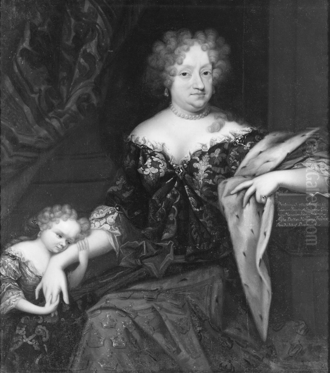 Sofia Amalia, (1628-1685), prinsessa av Braunschweig-Luneburg, drottning av Danmark och okand kvinna Oil Painting by Jacques d'Agar