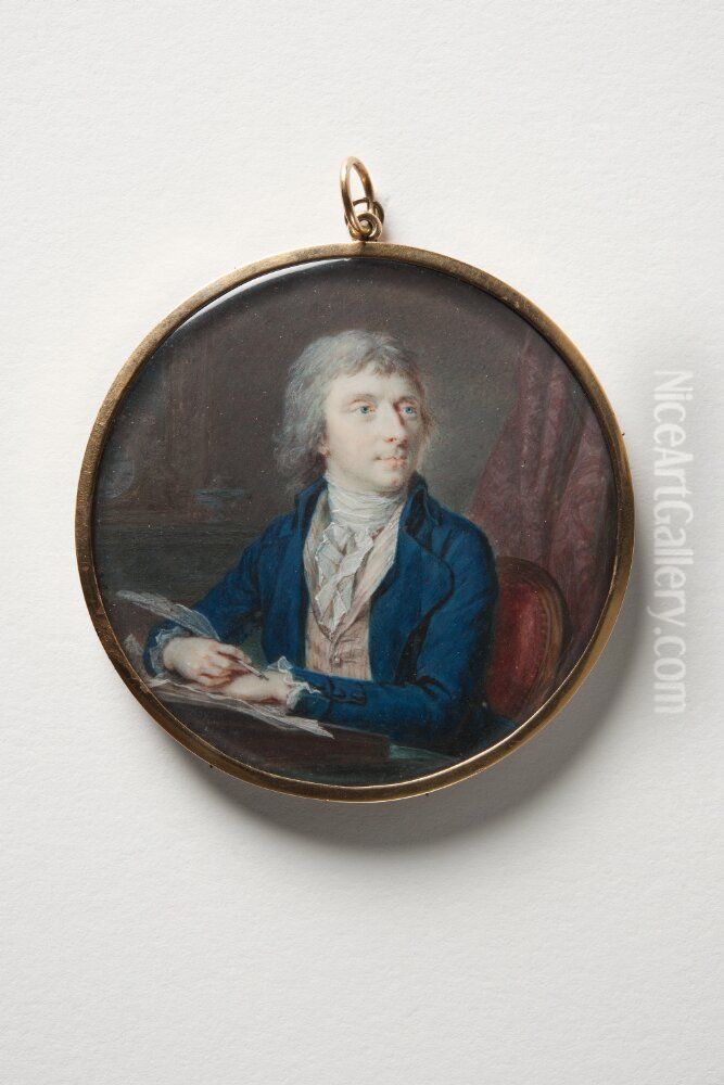 Portrait presumed to be Johan Christian Constantin Brun, Danish Tradesman Oil Painting by Cornelius Hoeyer