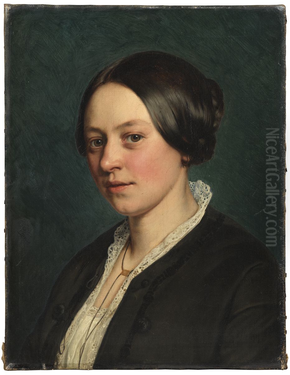 Portrait of Ms Gad, born Tvermoes Oil Painting by Jorgen Roed