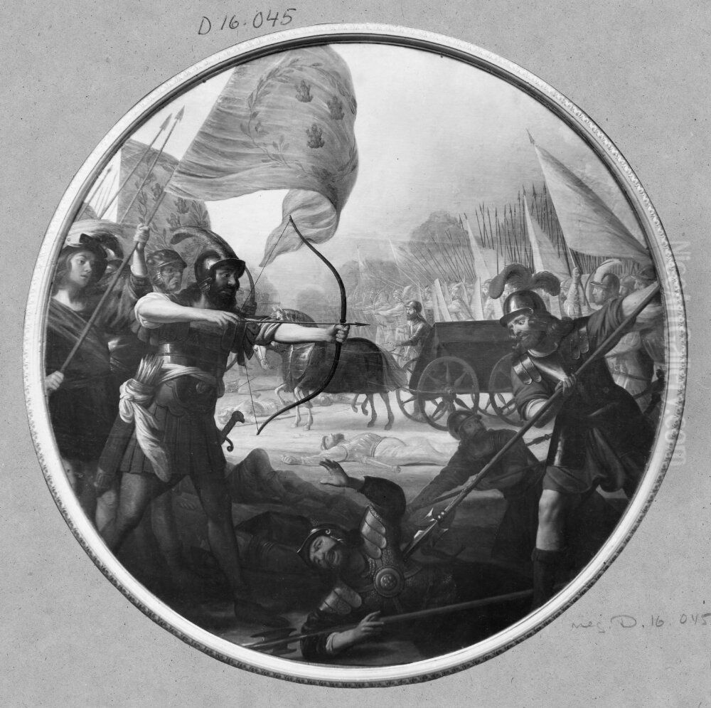 Stridscen ur Merovingernas historia Oil Painting by Gerard van Honthorst