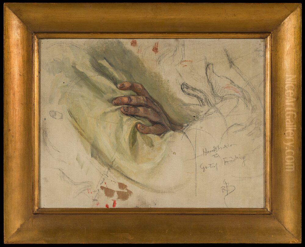 Hand Studies for the Portrait of Gustaf Froding Oil Painting by Richard Bergh